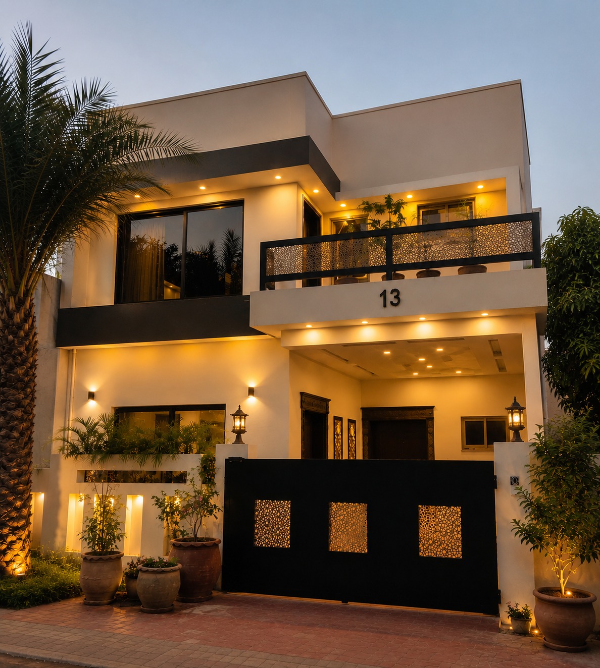 Villa Karakoram exterior at dusk